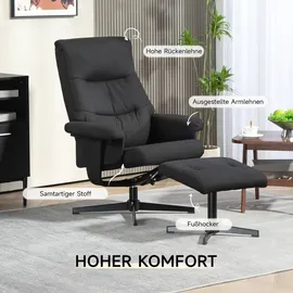 Homcom Relaxsessel mit Hocker Gepolstert 81 x 102 x 74 cm Schwarz