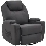 MCombo - m Massagesessel Fernsehsessel Relaxsessel 7020, mit Heizung, Dreh 360° Schaukel, manuell verstellbar (Dunkelgrau- Mikrofaser)