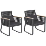 Beliani Gartenstuhl schwarz Heller Holzfarbton 65x60x83