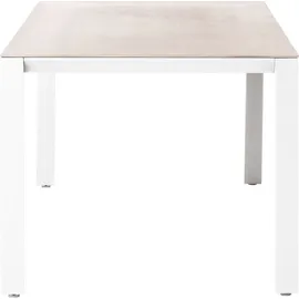 Dehner Gartentisch Palermo, bis zu 8 Sitzplätze, 160 x 74 x 90 cm, Aluminium pulverbeschichtet/Stein, weiß