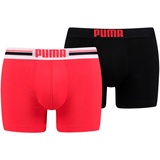 Puma Herren Boxershorts - Placed Logo Boxer, Everyday, 2er Pack Rot S