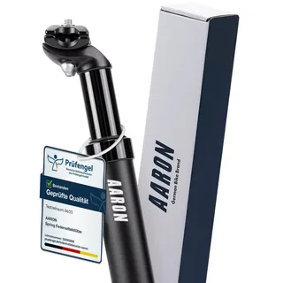 Aaron Spring Federsattelstütze mit 31,6mm Durchmesser | Gefederte Aluminium Sattelstütze mit 350mm Länge | Fahrrad Sattelstütze gefedert für E-Bike, MTB, Trekking Citybike u.v.m. Schwarz