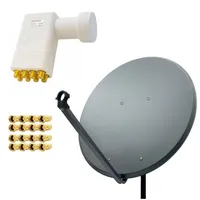 PremiumX 100cm ALU SAT Anlage Anthrazit Satellitenschüssel Satellitenantenne Octo