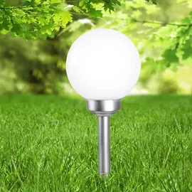 ETC Shop LED Solar Außen Steck Lampe Garten Beleuchtung Erdspieß Kugel Leuchte weiß Steckleuchte Solarlampe