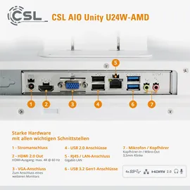CSL Unity U24-AMD All-in-One PC 2023 24" SSD 64 GB RAM AMD Ryzen 7 5700G Windows 11 Pro