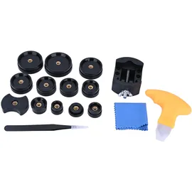 casativo Profi Uhren Einpresswerkzeug 17 tlg., Reparatur Werkzeug für Uhren inkl. 12 Druckplatten, ideal für den Batteriewechsel