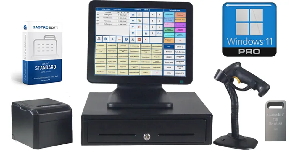Handel Kasse 15 Zoll Touch MegaSetplus + Kassensoftware + TSE - Neuware 24 Monate Garantie - inkl. Finanzamt TSE & Aktivierung via Internet 399€ UVP - Upgrade zu PosSoft Handel Standard 449€ UVP