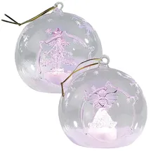 Lunartec Mundgeblasene LED-Glas-Ornamente in Kugelform, 2er-Set
