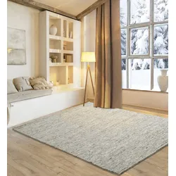 Wollteppich MY HOME "Pirker", braun, B:140cm H:12mm L:200cm, Schurwolle, Teppiche, Wendeteppich, meliert, reine Wolle, handgewebt, Scandi, Wohnzimmer