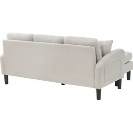 Merax Eckcouch Leinen 3-Sitzer Beige