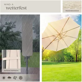 Tectake Ampelschirm Ø 300 cm Beige inkl. Schutzhülle und Fußpedal