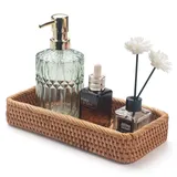 Rattan Badezimmer Tablett, Toilettentank Korb, Gewebter Badezimmer Aufbewahrungskorb zum Organisieren und Dekoration(Natürliche, 26 x 12.5 x 4 cm)