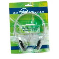 VALUE Stereo Kopfhörer mit Lautstärkeregler, grau