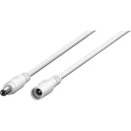 goobay DC Strom Verlängerungskabel (5,5 x 2,1 mm Stecker), 1,5m Netzteil Verlängerung ideal für LED-Streifen, Fritzbox, Router - Kameras, 5-24V, 5A Max, weiß