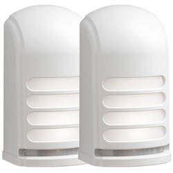 KONSTSMIDE LED Außen-Wandleuchte, LED fest integriert, Neutralweiß, 2er Set, Hauswand Treppenbeleuchtung mit Bewegungsmelder, Weiß H: 13cm weiß