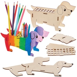Wursthund-Holzbleistift-und-Buntstifthalter-Bausätze (pro Set 3) Basteln mit Holz