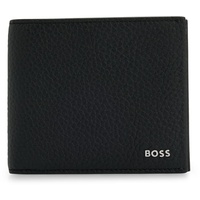 HUGO BOSS BOSS Crosstown 8 cc Geldbörse Leder mit silberfarbenem Metall-Logo Schwarz