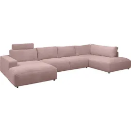 Musterring Wohnlandschaft MUSTERRING "Lucia U-Form", rosa, B:434cm H:81cm T:204cm, Sofas, Wohnlandschaft, Verschiedene Farben, inkl. Kopfstütze, Gesamtbreite 434 cm