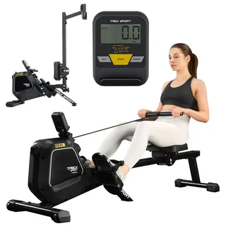 TREX SPORT Rudergerät klappbar für zuhause TX-580RM REIN | Rudermaschine mit Magnet-Widerstand 16 Stufen, 9kg Schwungmasse | mit LCD-Display bis ... - Schwarz