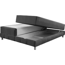 Home Affaire Boxspringbett HOME AFFAIRE "Vaasa", grau (schiefer), B:166cm L:226cm, Komplettbetten, Boxspringbett, für Dachschrägen geeignet, inkl. Bettkasten und Topper