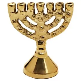 Nklaus mini 4cm Menora Messing Handarbeit Kerzenständer siebenarmiger Leuchter Menorah 1316