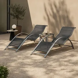 [en.casa] Binetto Set 3-tlg. Grau/Schwarz