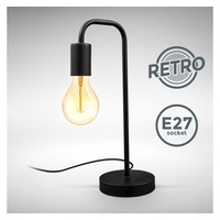 B.K.Licht Tischlampe Vintage, Tischleuchte Retro Dekolicht Wohnraum Flur Edison E27 Schwarz