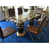 Bronzo Esstisch Barockstil Antik Mäander Retro Konferenztisch Gold NEU