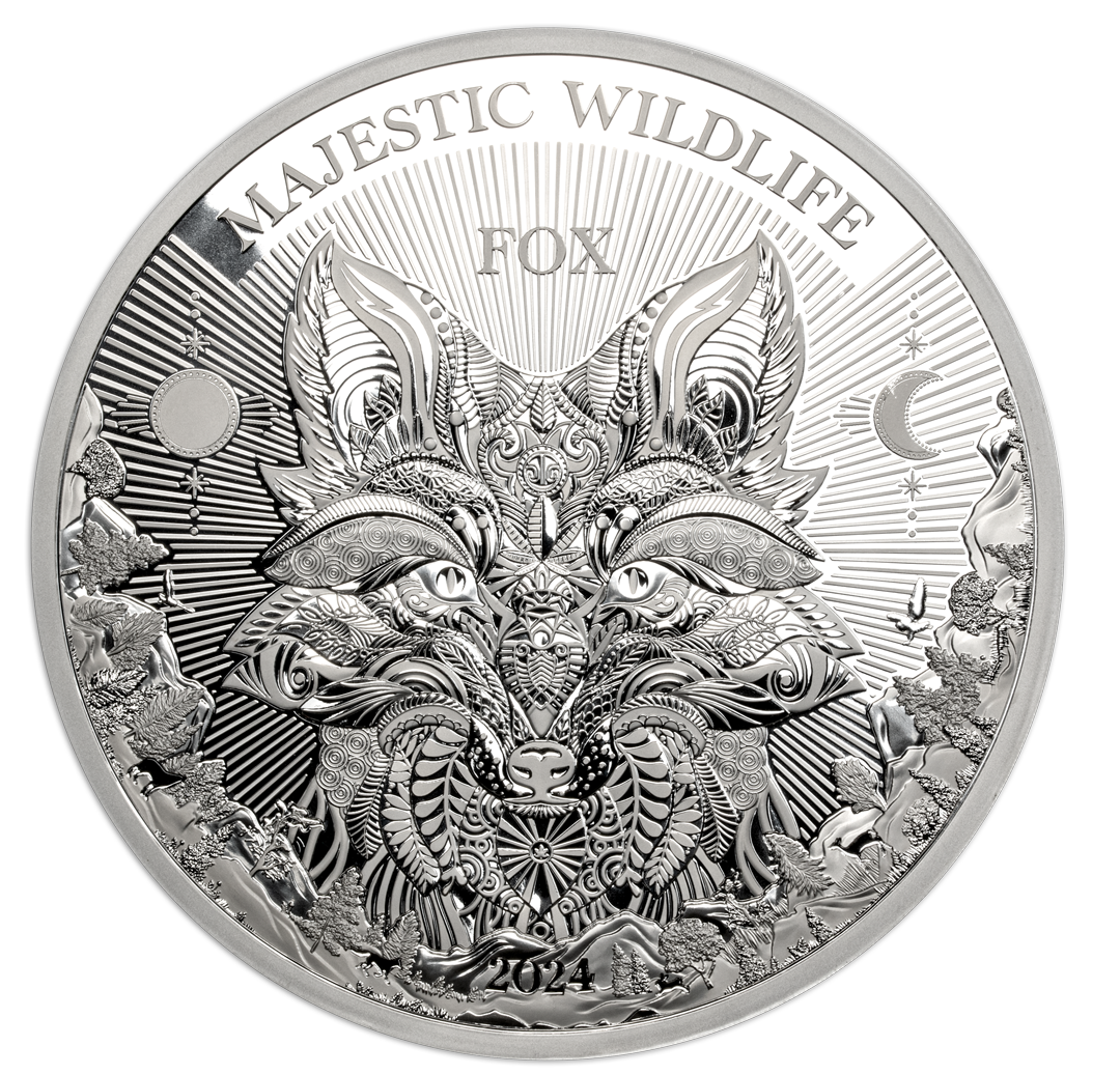 Riesige 1 Kilo Silbermünze "Fuchs - Majestic Wildlife"