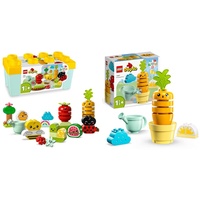 LEGO 10984 DUPLO My First Biogarten Bausteine-Box & 10981 DUPLO My First Wachsende Karotte, Stapelspielzeug für Babys ab 1,5 Jahren mit 4 Gemüse-Steinen, Lern-Spielzeug für Kleinkinder