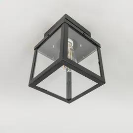 QAZQA Outdoor-Deckenleuchte Edelstahl 1-flammig E27 schwarz
