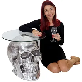 Mendler Beistelltisch Totenkopf 52x55x55cm silber