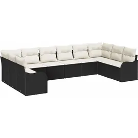 vidaXL Garten-Lounge-Set 10-tlg. schwarz