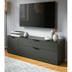 Inn.Furn TV-Lowboard grau 160 cm mit Glasauflage mit Soft-Close Riano