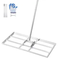 Vevor Rasenrakel mit Stiel, Nivellierrechen Levelingrake, Rasenpflege, 355x762mm Bodenplatte,