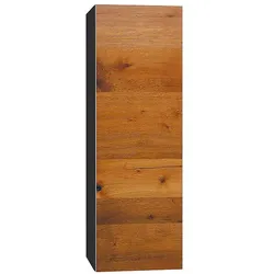 Hochschrank ELA mit Softclose, Korpus schwarz seidenmatt, Front Eiche Furnier dunkel, 400 x 1200 x 350 mm - 93 139 20