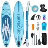 Puluomis SUP Board mit Sitz 320cm, Stand Up Paddle Boards Set aufblasbar, Surfbrett Paddling mit Video Halter und Fußband, MB. bis 150Kg, Blau - Blau