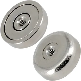 2 Stück Neodym Magnete mit Gewinde M3 Loch Bohrung 16mm Topfmagnete Extra Stark 5KG Mit Innengewinde Schraubbar Flachgreifer Magnet Rund Gewindebohrung