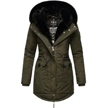 Navahoo Damen Wintermantel Winterparka Gefüttert mit 2 Kunstpelz-Kapuzen Sweety Deluxe