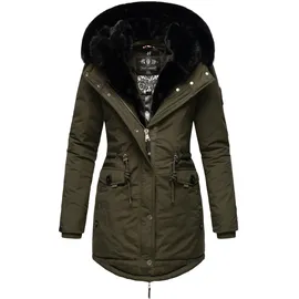Navahoo Damen Wintermantel Winterparka Gefüttert mit 2 Kunstpelz-Kapuzen Sweety Deluxe
