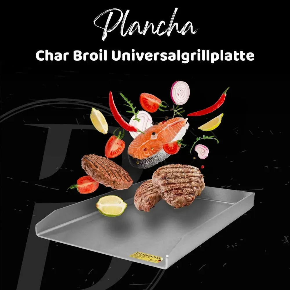 Plancha | Grillplatte | Edelstahl V2A | Char Broil Universalgrillplatte | 39,0 x 38,0cm