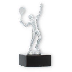 Pokal Metallfigur Tennis Herren silbermetallic auf schwarzem Marmorsockel 16,0cm