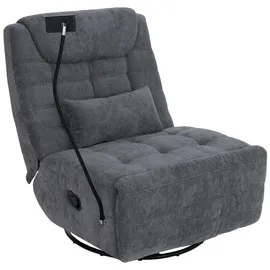 Mendler Relaxsessel HWC-P92 Chenille 82 x 96 x 82 cm Dunkelgrau drehbar mit Liegeposition