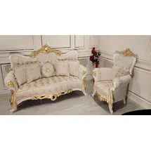 aea Luxus Gruppe Sofagarnitur 3+1 Sitzer Garnitur Stoff Sofa Sofas Sessel Barock Neu