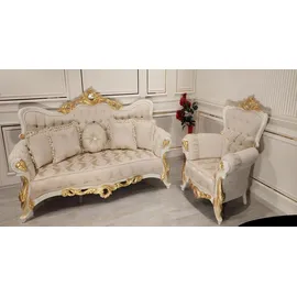 aea Luxus Gruppe Sofagarnitur 3+1 Sitzer Garnitur Stoff Sofa Sofas Sessel Barock Neu