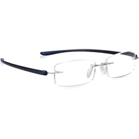 Read Optics Lesebrille +1,5, randlose Lesebrille, hochwertige Brille in Dunkelblau und Silber, praktische Lesebrille für jeden Tag - +1.5