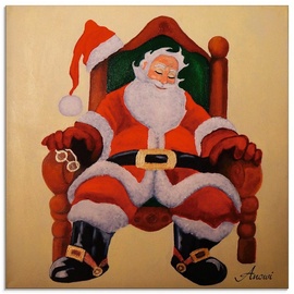 Artland Glasbild »Schlafender Weihnachtsmann«, Weihnachten, (1 St.), rot