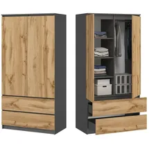home collective Kleiderschrank 90 x 50 x 180 cm Anthrazit/Eiche