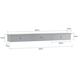 SoBuy Wandschrank Badezimmerschrank Hängeregal Wandregal Hellgrau FRG43-L-HG