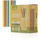 Sovie Trinkhalm in Blau Gelb Grün Rot farbig sortiert aus Papier, Ø 8 mm / 15 cm, 150 Stück